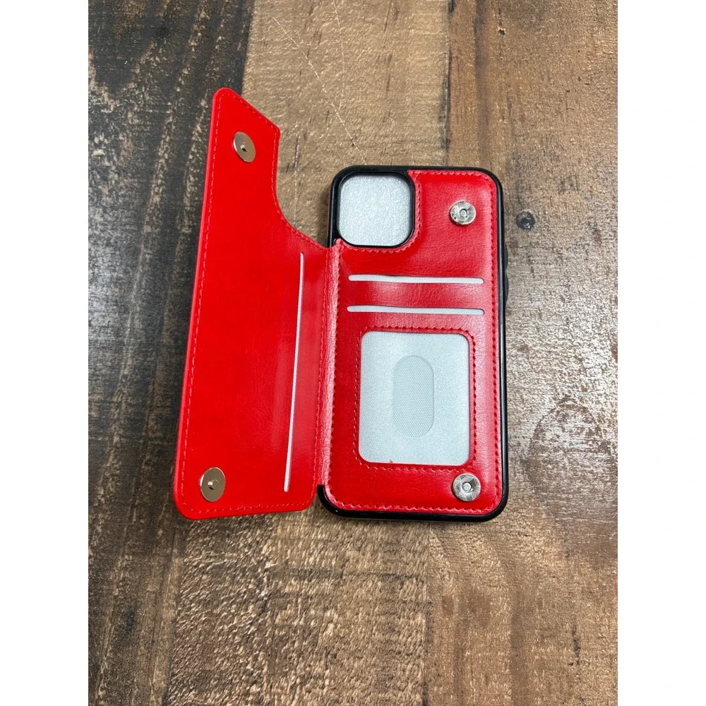 Red iPhone 11 Pro Wallet Case Magnetic Flip Card Holder Cover 5.8 Inch Screen